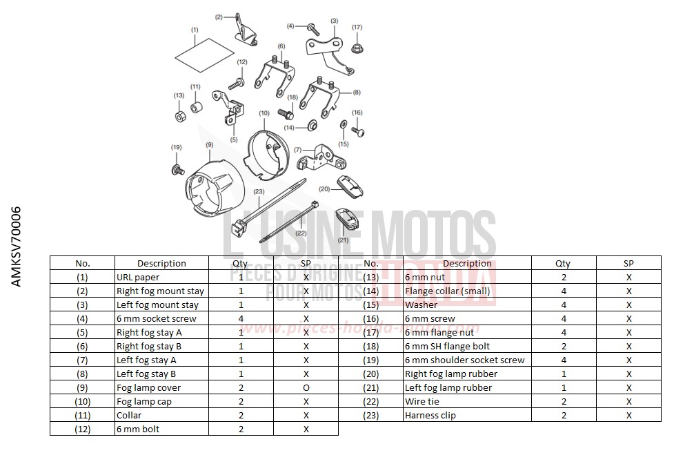 FRONT FOG LIGHTS ATTACHMENT + G1 de Africa Twin DCT GRAND PRIX RED (R380B) de 2022